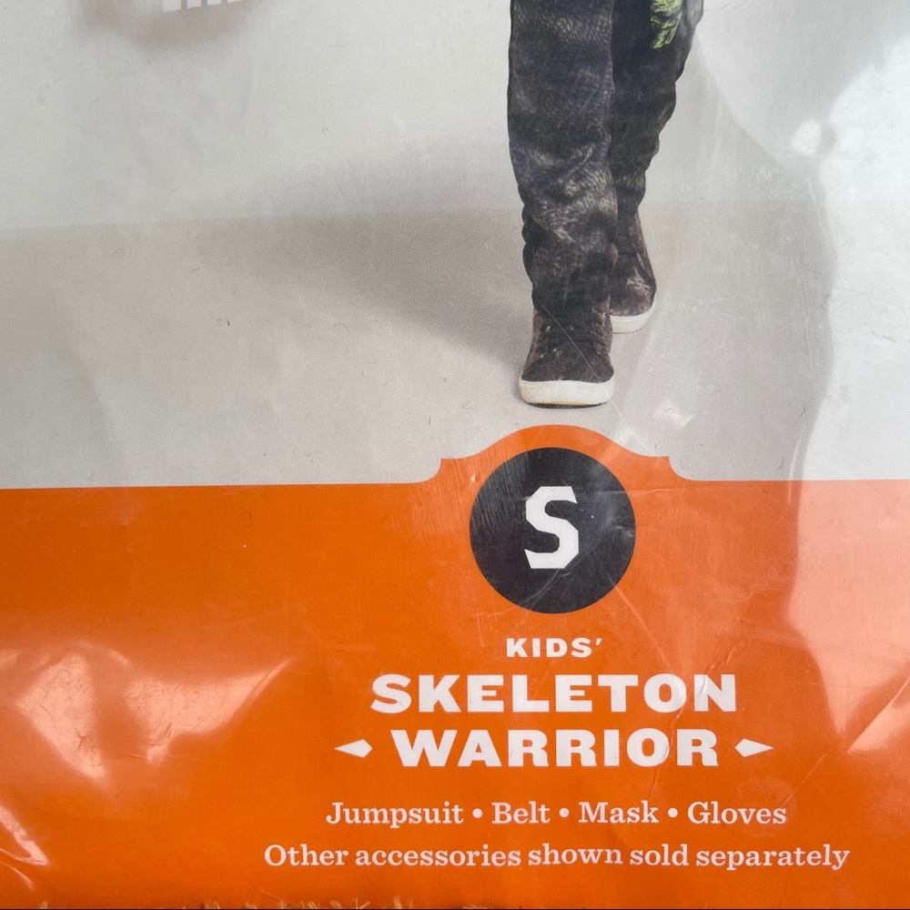 Kids Skeleton Warrior Halloween Costume with Mask and Gloves NWT 4-7 Small - Picture 3 of 10